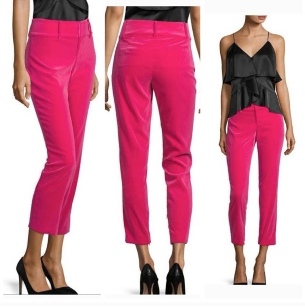 alice + olivia  slim velvet ankle pants size 0